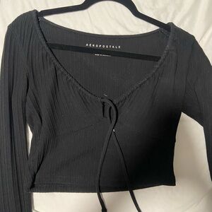 Aeropostale Black Ribbed Crop Top